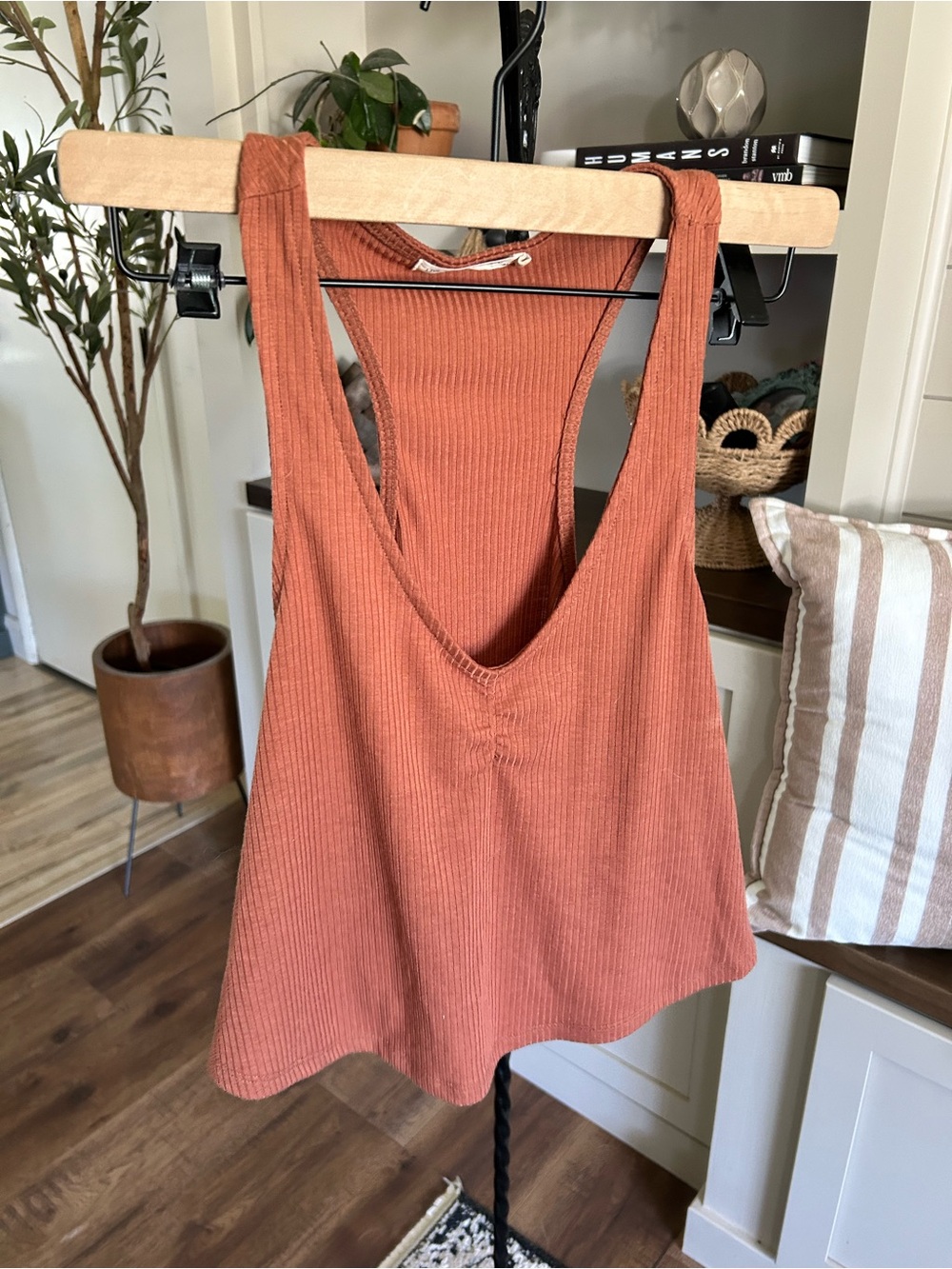 Ribbed Two-Piece Rust Knit Set - Picture 2 of 3